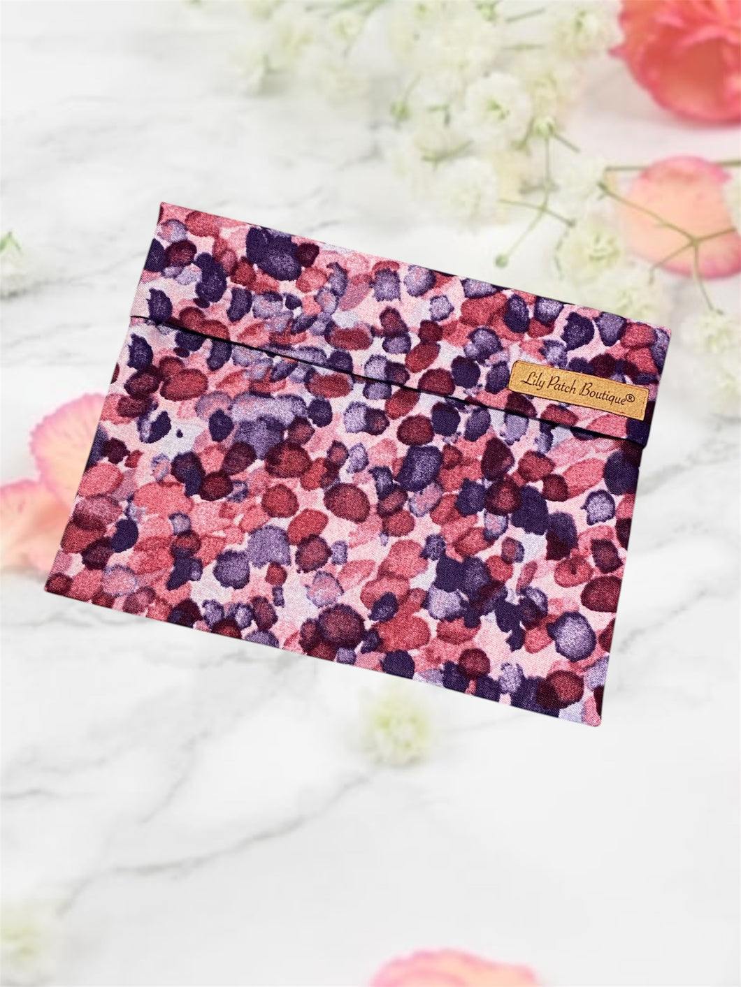 Purple and Pink Abstract Dots Re-useable Snack Bags, Sandwich Bags