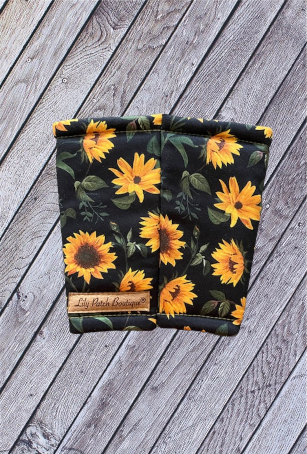 Sunflowers on Black Coffee Cozy