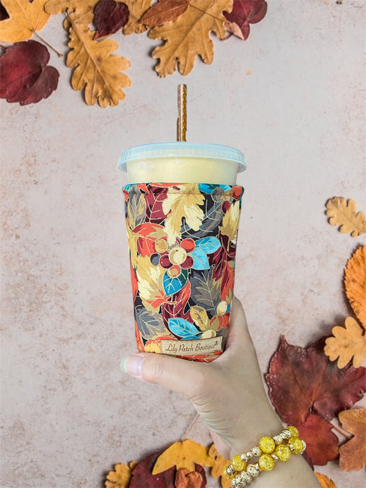 Fall Foliage with Metallic Gold Accents  Cup Cozy / Coffee Cozy