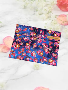 Pink Blue and Navy Cherry Blossoms  Re-useable Snack Bags, Sandwich Bags