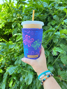 Multicolor Butterflies on Purple (Custom) Cup Cozy / Coffee Cozy