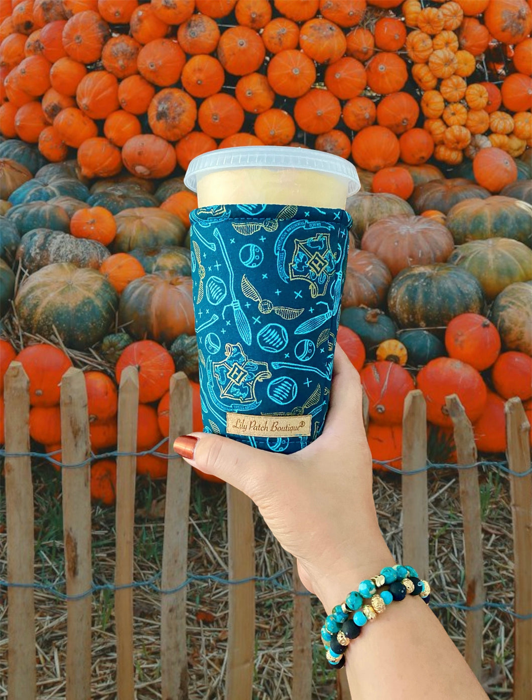 Gold and Teal Wizard Sports  Fall/ Halloween Cup Cozy / Coffee Cozy