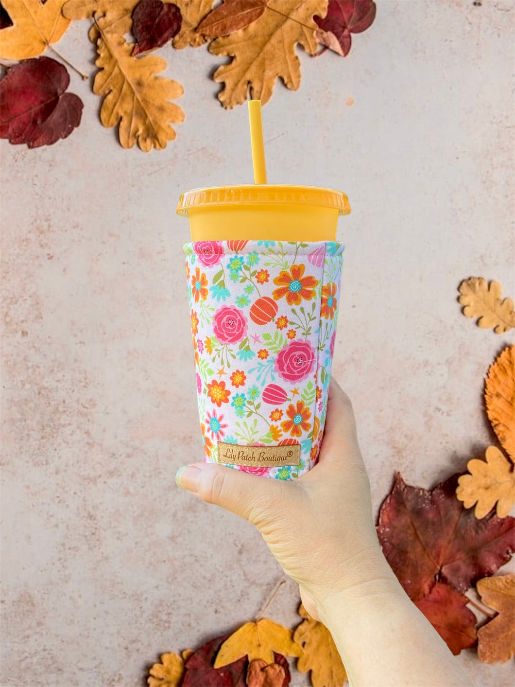 Pumpkins and Florals Fall/ Halloween Cup Cozy / Coffee Cozy