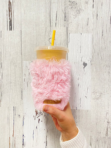 Pink Plush Coffee Cozy