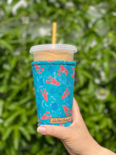 Lobsters on Teal Coffee Cozy